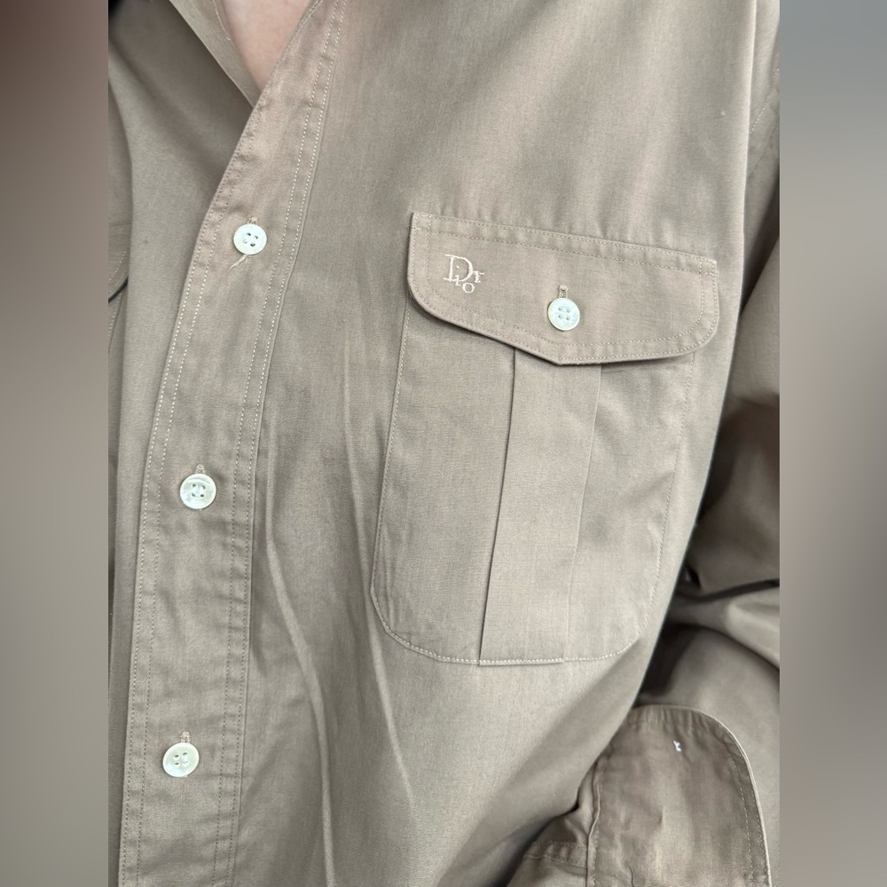 Vintage Dior Tan Button Down Shirt - unisex -size L - Picture 8 of 11